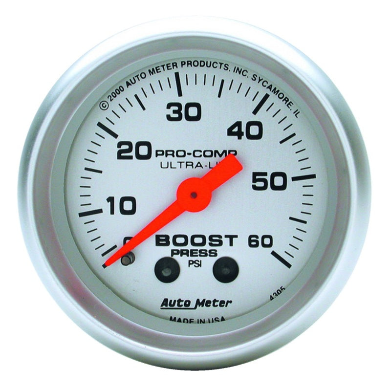 Autometer Ultra-Lite 52mm 60 PSI Mechanical Boost Gauge - armamenter