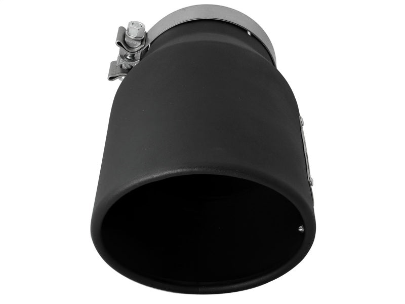 aFe MACHForce XP 5in 304 Stainless Steel Exhaust Tip 5 In x 7 Out x 12L in Bolt On Right - Black - armamenter