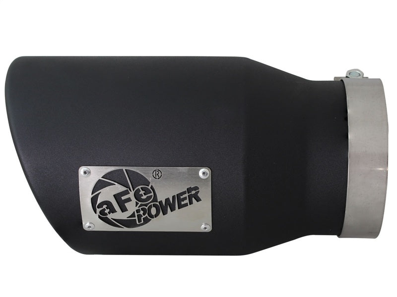 aFe MACHForce XP 5in 304 Stainless Steel Exhaust Tip 5 In x 7 Out x 12L in Bolt On Right - Black - armamenter