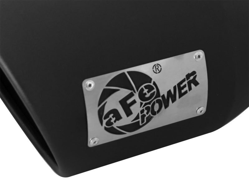 aFe MACHForce XP 5in 304 Stainless Steel Exhaust Tip 5 In x 7 Out x 12L in Bolt On Right - Black - armamenter
