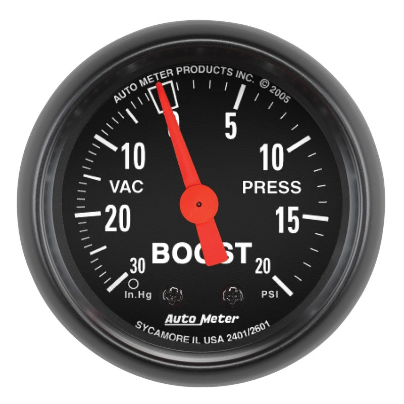 Autometer Z Series 52mm 20 PSI Mechanical Boost Vacumm Gauge - armamenter