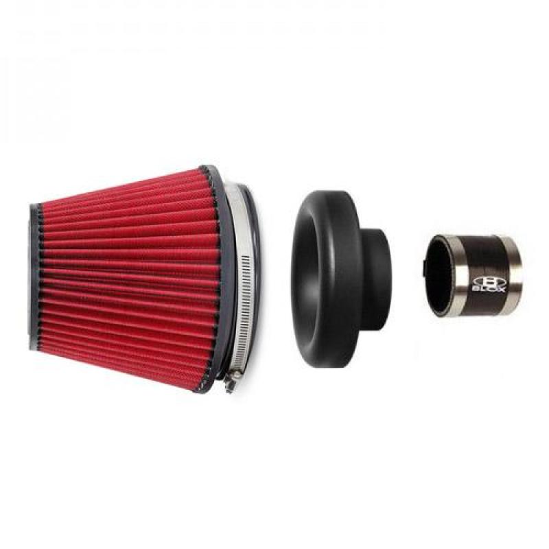 BLOX Racing Performance Filter Kit w/ 3.5inch Velocity Stack Red Filter and 3.5inch Silicone Hose - armamenter