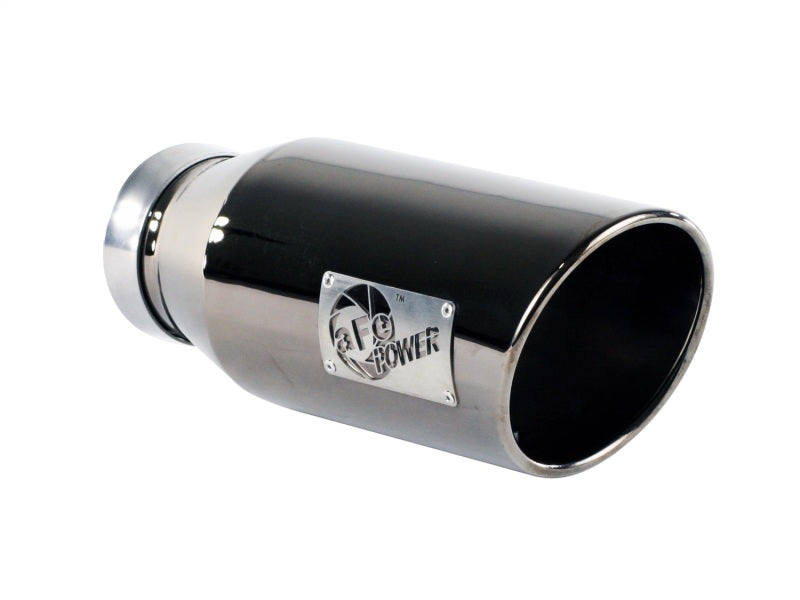 aFe MACHForce XP Exhausts Tips SS-304 EXH Tip 4In x 6Out x 15L Bolt-On (blk chrome) - armamenter