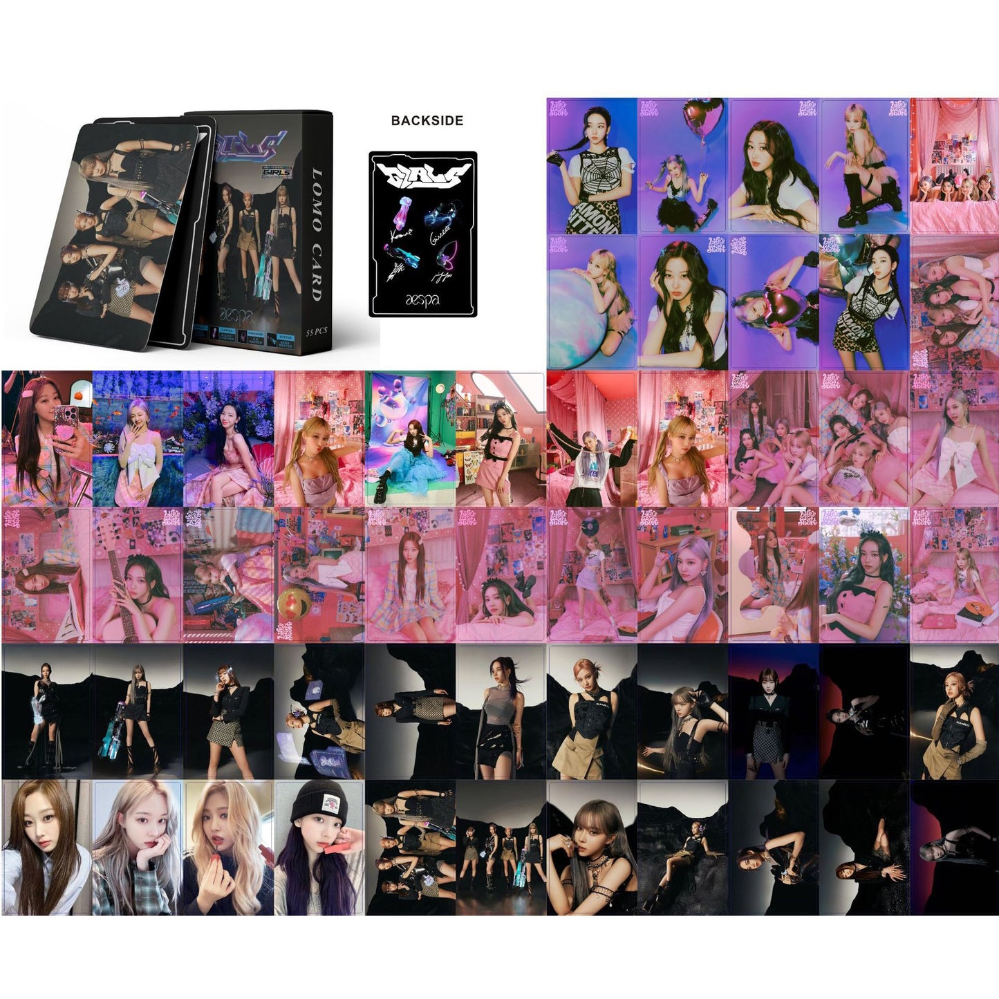 55PCS/Set Kpop Aespa Photocards Lomo Card welcome to my world LE SSERAFIM (G)I-DLE  IVE Photo Cards New Album 2023 Photocard