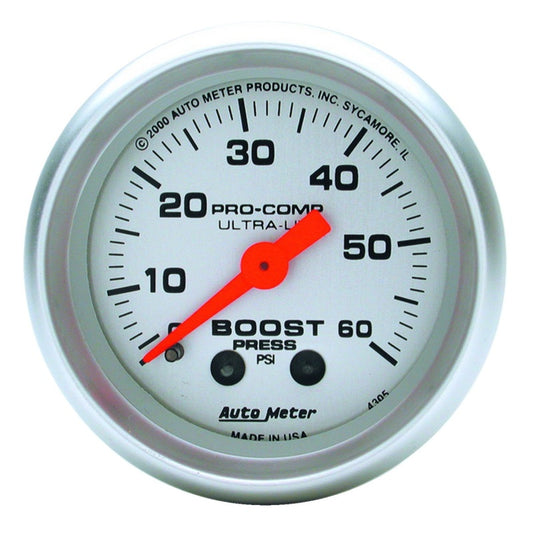 Autometer Ultra-Lite 52mm 60 PSI Mechanical  Boost Gauge - armamenter