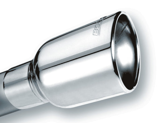 Borla Universal Polished Tip Single Oval Rolled Angle-Cut w/Clamp (inlet 2 1/2in. Outlet 4 1/4 x 3 1 - armamenter