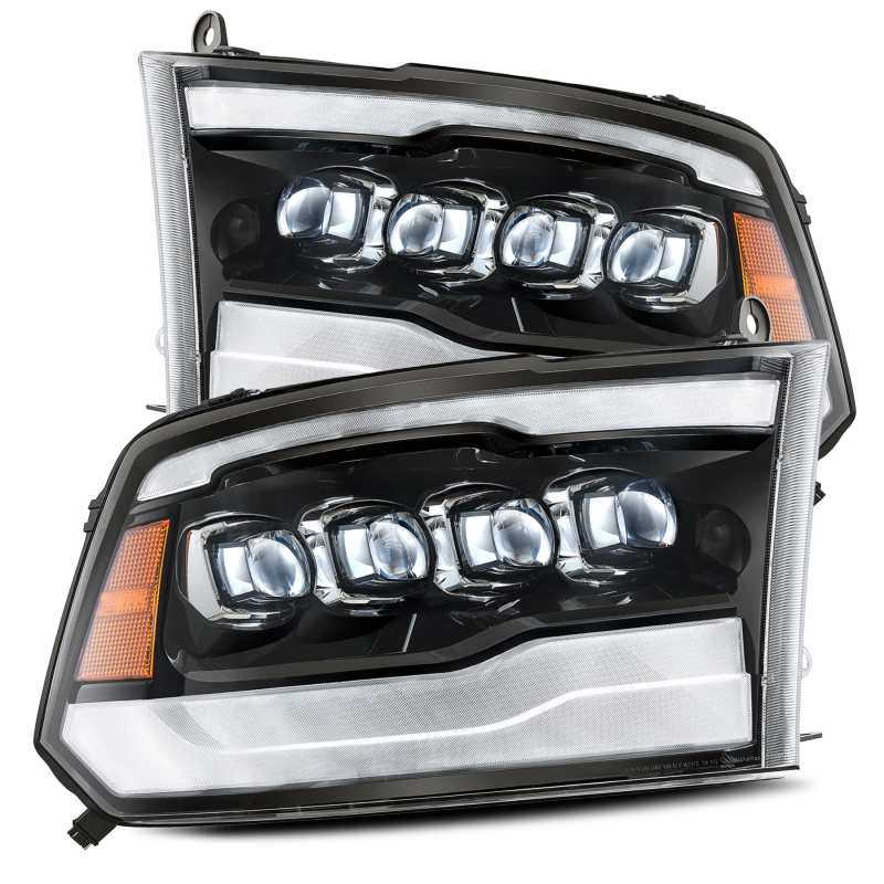 AlphaRex 09-18 Dodge Ram 1500HD NOVA LED Projector Headlights Plank Style Design Gloss Black w/DRL - armamenter