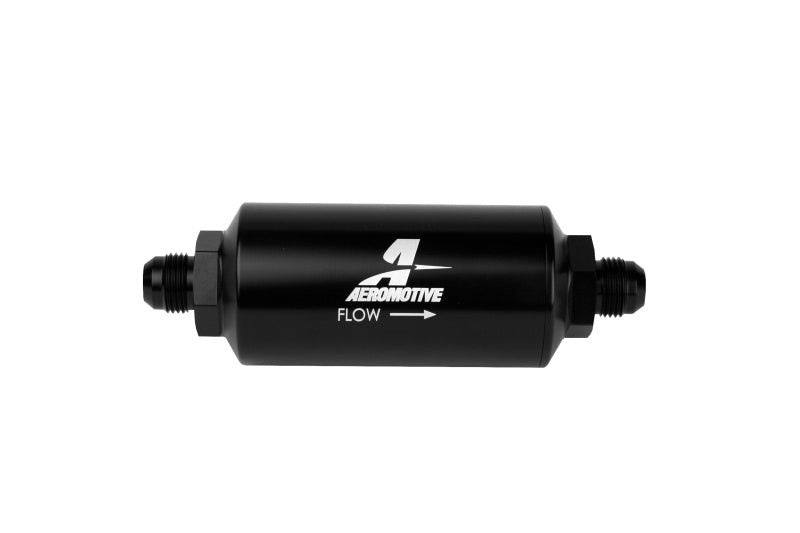 Aeromotive In-Line Filter - AN-08 size Male - 10 Micron Microglass Element - Bright-Dip Black - armamenter