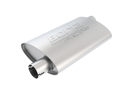 Borla Universal Pro-XS Oval 2.25in Inlet / Outlet Offset Notched Muffler - armamenter