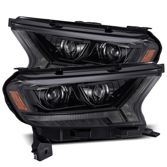 AlphaRex 2019+ Ford Ranger PRO-Series Proj Headlights Plank Style Alpha Black w/Seq Signal/DRL - armamenter