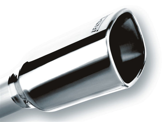 Borla 2.25in Inlet 3.28in x 3.5in Square Rolled Angle Cut x 7.88in Long Exhaust Tip - armamenter