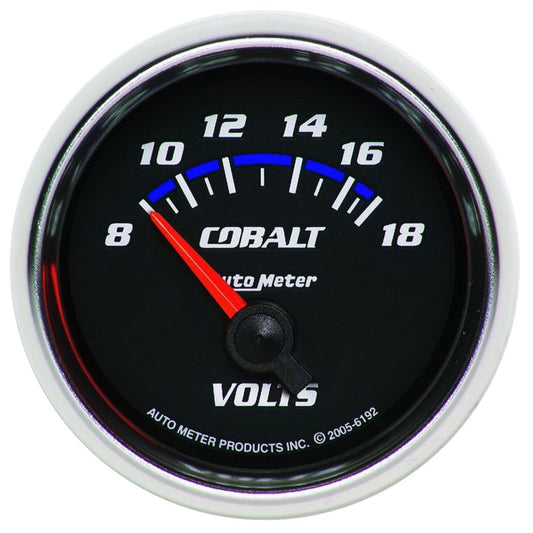 Autometer Cobalt 52mm 8-18 Volts Short Sweep Electric Voltmeter Gauge - armamenter