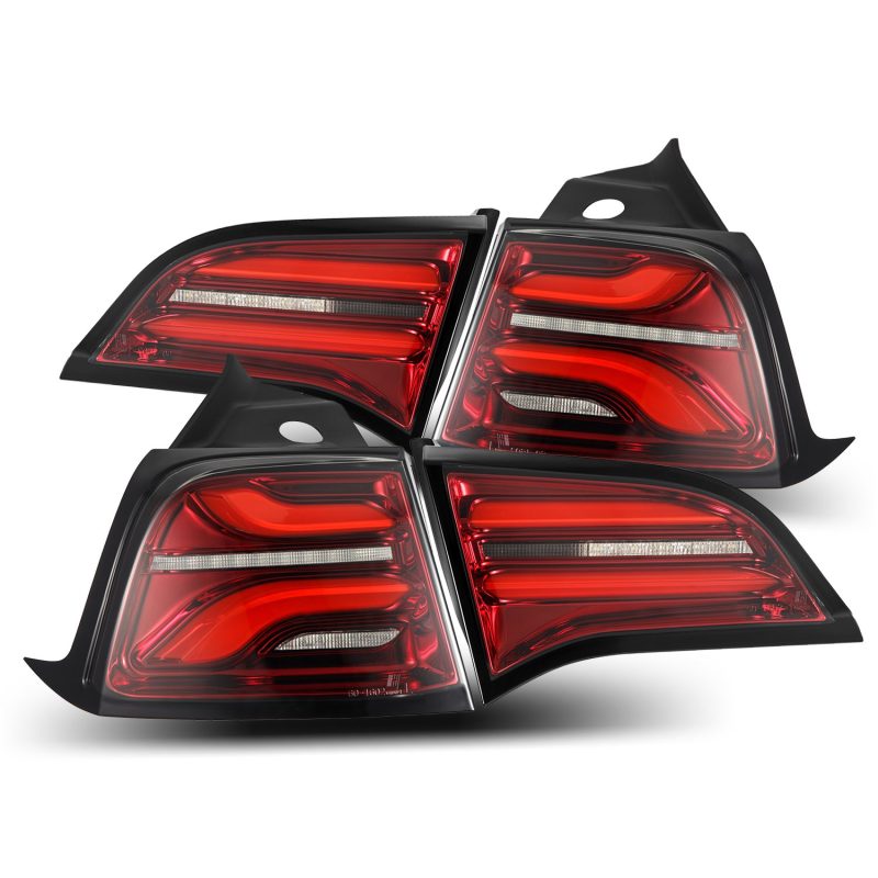 AlphaRex 17-22 Tesla Model 3 PRO-Series LED Tail Lights Red Smoke w/Seq Sig - armamenter