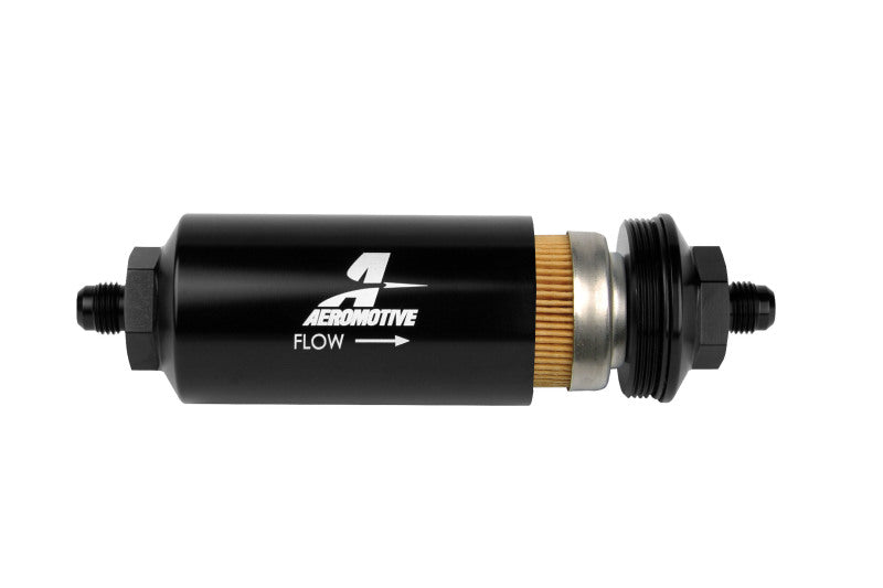 Aeromotive In-Line Filter - (AN-6 Male) 10 Micron Fabric Element Bright Dip Black Finish - armamenter