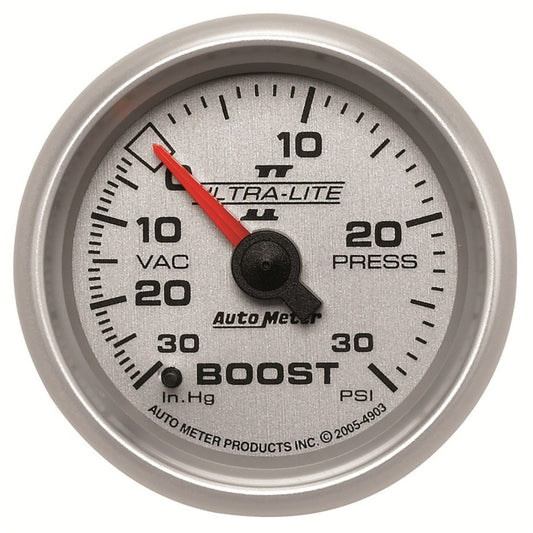 Autometer Ultra-Lite II 52mm 30 PSI Mechanical Boost Gauge - armamenter