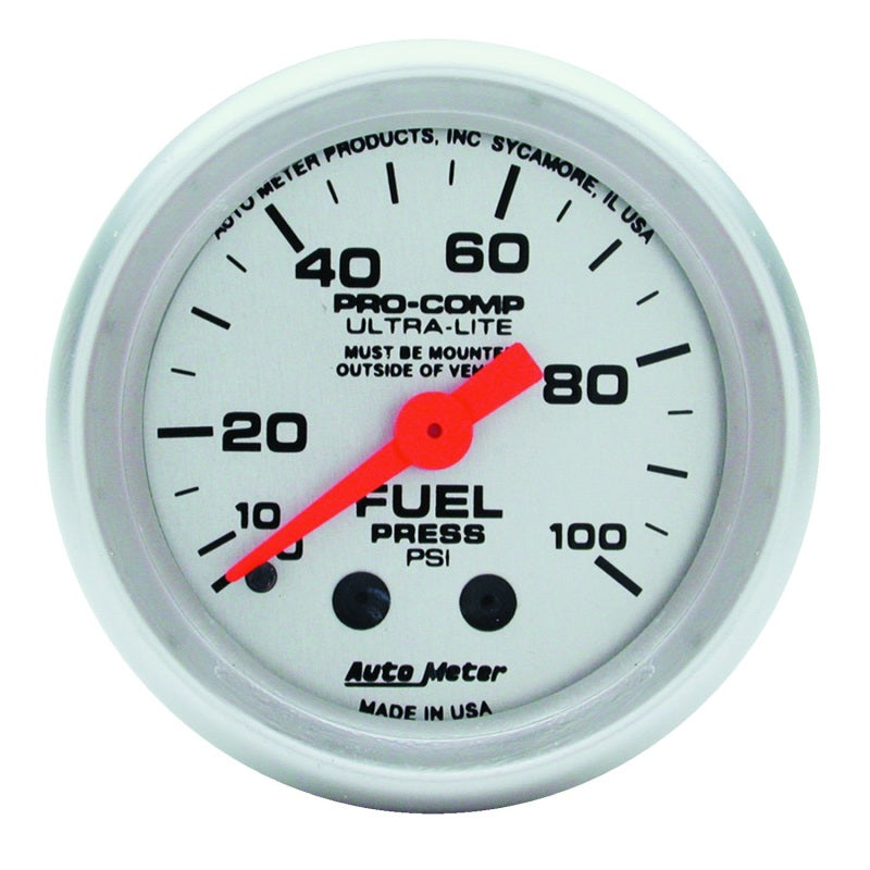 Autometer Ultra-Lite 52mm 0-100 PSI Mechanical Fuel Pressure Gauge - armamenter