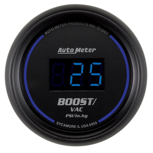 Autometer Cobalt Digital 52.4mm Black Vacuum/Boost Gauge - armamenter