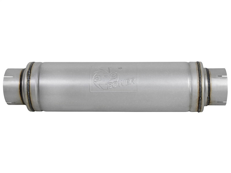 aFe ATLAS Aluminized Steel Muffler 5in Center/Center 24in L x 7in Diameter - Round Body - armamenter