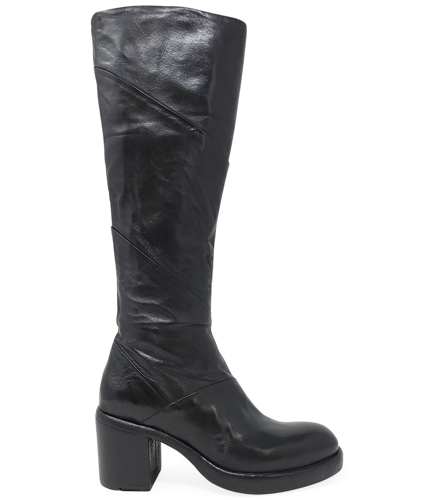 Madison Maison Black Leather Platform Knee High Boot - armamenter