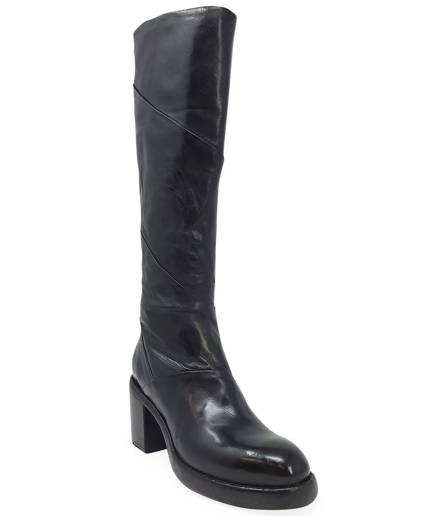 Madison Maison Black Leather Platform Knee High Boot - armamenter
