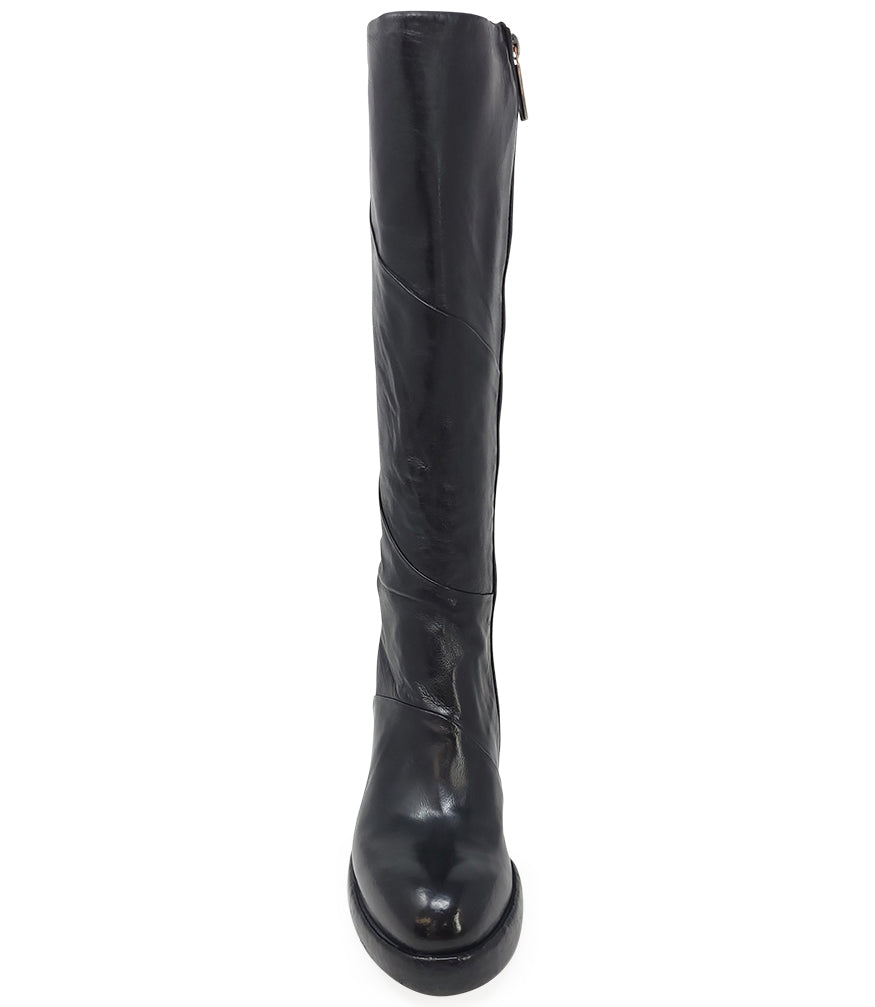 Madison Maison Black Leather Platform Knee High Boot - armamenter