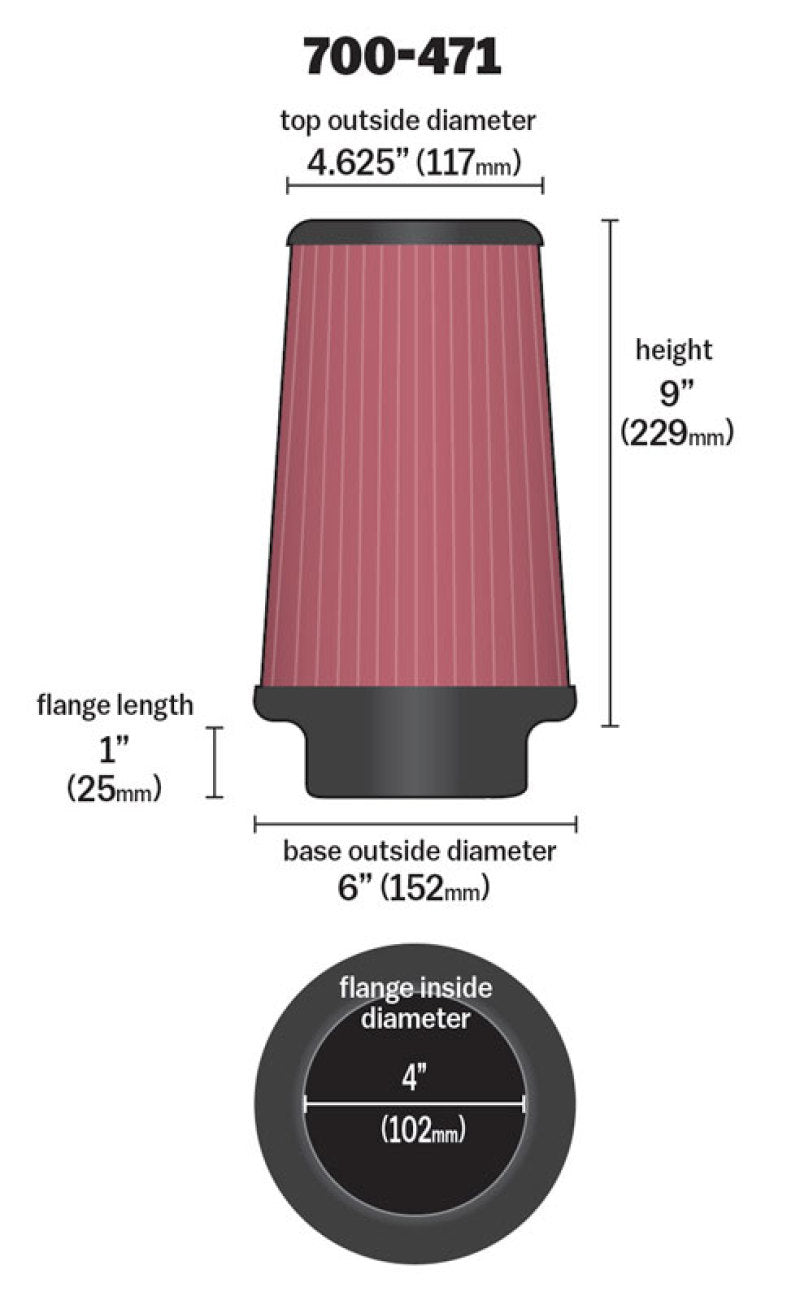 Airaid Universal Air Filter - Cone 4 x 6 x 4 5/8 x 9 w/ Short Flange - armamenter