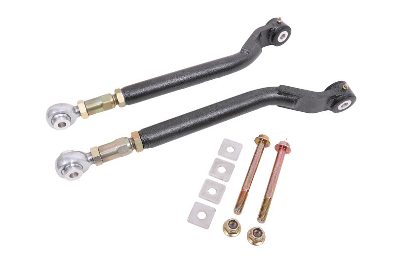 BMR 08-17 Challenger Rear On-Car Adj. Toe Rods Delrin/Rod End Combo - Black Hammertone - armamenter