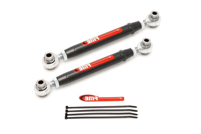 BMR 10-15 5th Gen Camaro Rear Adj. Rod Ends Toe Rods - Black Hammertone - armamenter