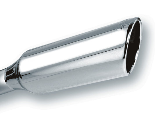 Borla 2.25in Inlet 4in Round Rolled Angle Cut x 12in Long Embossed Exhaust Tip - armamenter