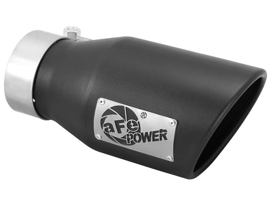 aFe Power Gas Exhaust Tip Black- 3 in In x 4.5 out X 9 in Long Bolt On (Black) - armamenter