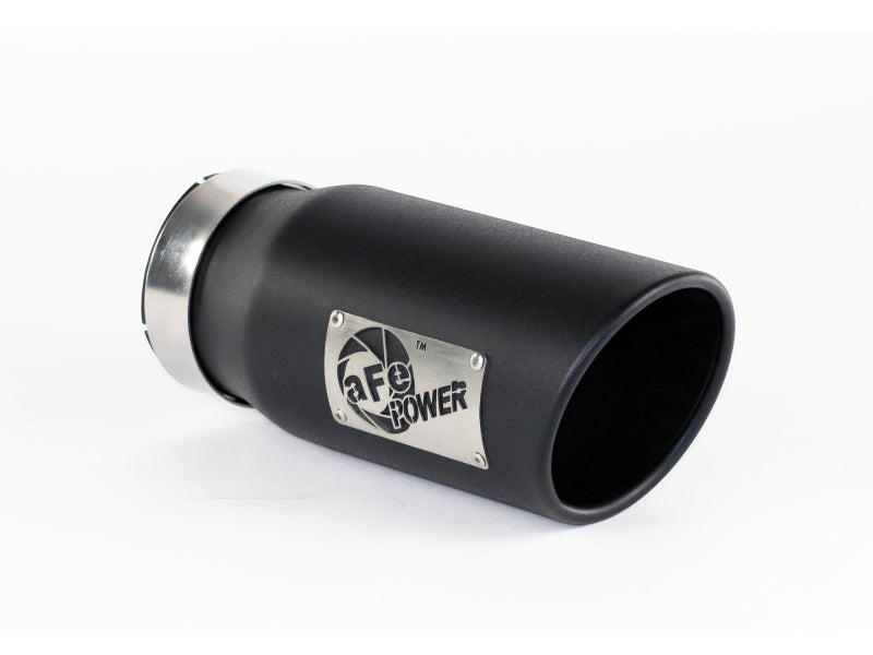 aFe Power Diesel Exhaust Tip Black- 4 in In x 5 out X 12 in Long Bolt On (Right) - armamenter