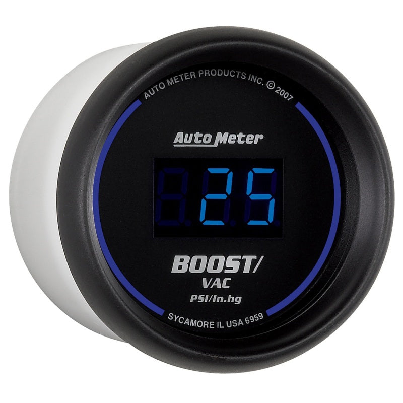 Autometer Cobalt Digital 52.4mm Black Vacuum/Boost Gauge - armamenter