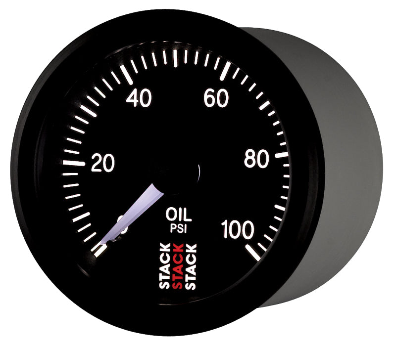 Autometer Stack 52mm 0-100 PSI 1/8in NPTF (M) Mechanical Oil Pressure Gauge - Black - armamenter