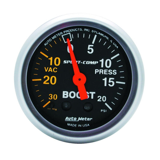 Autometer Sport-Comp 52mm 20 PSI Mechanical Boost Gauge - armamenter