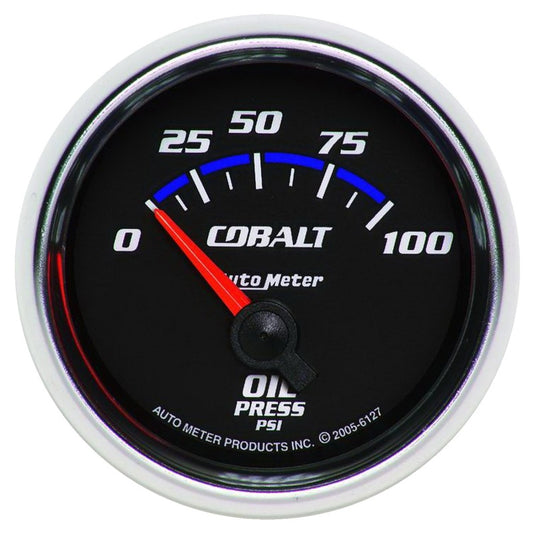 Autometer Cobalt 52mm 100 PSI Short Sweep Electric Oil Pressure Gauge - armamenter