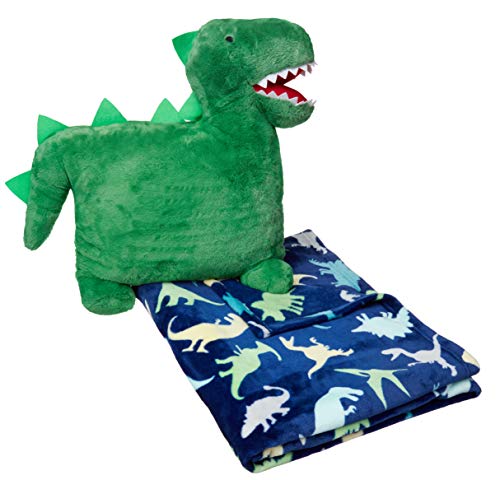 Amazon Basics Kids Bedding Nap Set with Dinosaur Pillow and Fleece Throw Blanket - armamenter