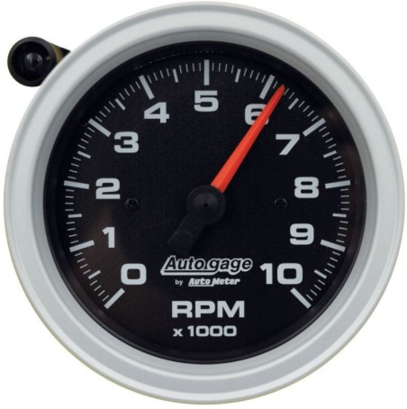 AutoMeter Tachometer Gauge 10K RPM 3 3/4in Pedestal w/Ext. Shift-Light - Black Dial/Black Case - armamenter