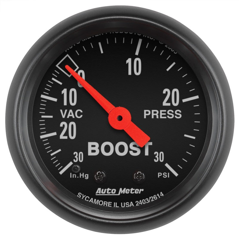 Autometer Z Series 52mm 30 In Hg.-Vac. / 30 PSI Boost / Vacuum Gauge - armamenter