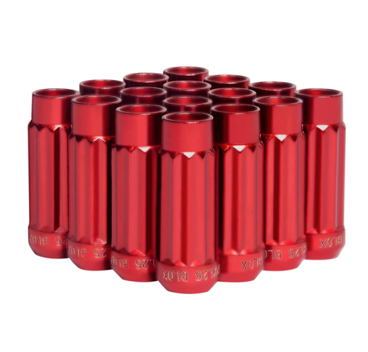 BLOX Racing 12-Sided P17 Tuner Lug Nuts 12x1.5 - Red Steel - Set of 16 - armamenter