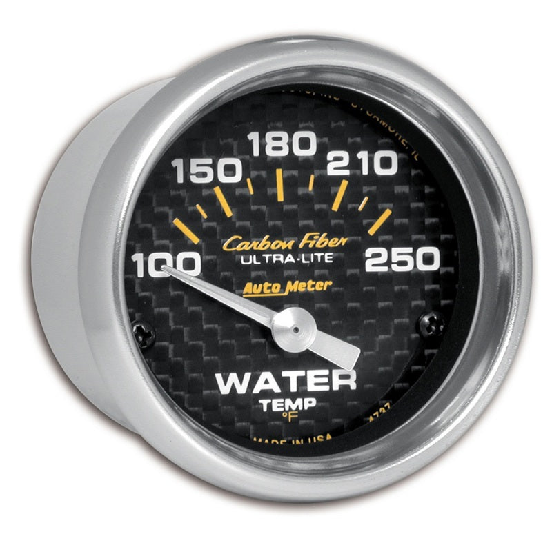 Autometer Carbon Fiber 52mm 100-250 Deg F Electronic Water Temp Gauge - armamenter