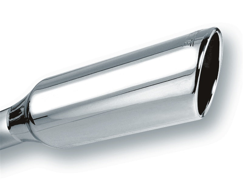 Borla 2.25in Inlet 4in Round Rolled Angle Cut x 12in Long Embossed Exhaust Tip - armamenter