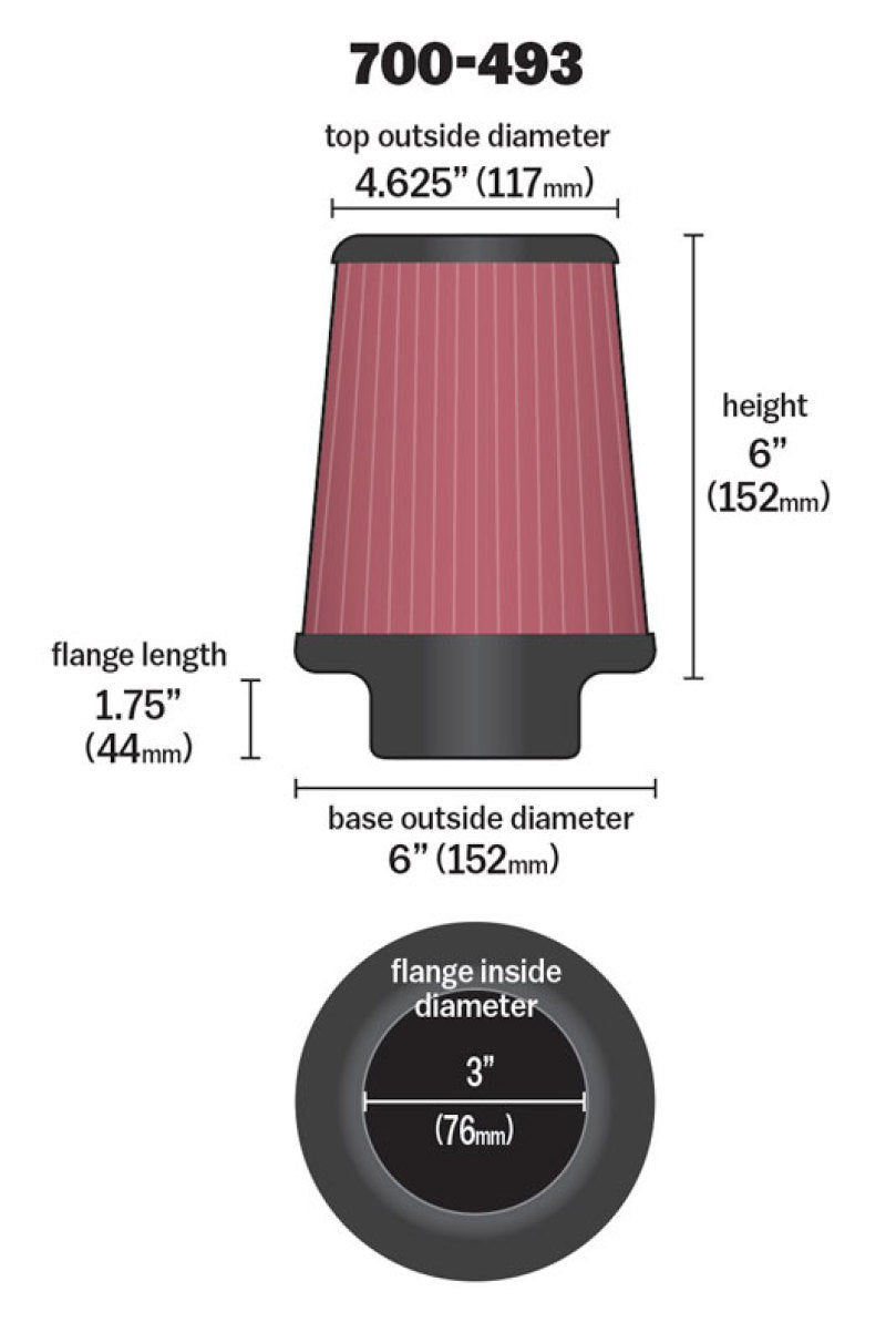 Airaid Universal Air Filter - Cone 3 x 6 x 4 5/8 x 6 - armamenter