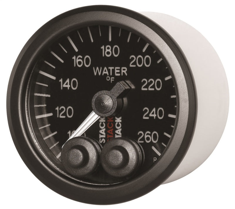 Autometer Stack Pro Control 52mm 100-260 deg F Water Temp Gauge - Black (1/8in NPTF Male) - armamenter