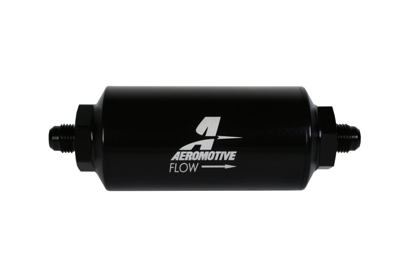 Aeromotive In-Line Filter - (AN-6 Male) 10 Micron Fabric Element Bright Dip Black Finish - armamenter