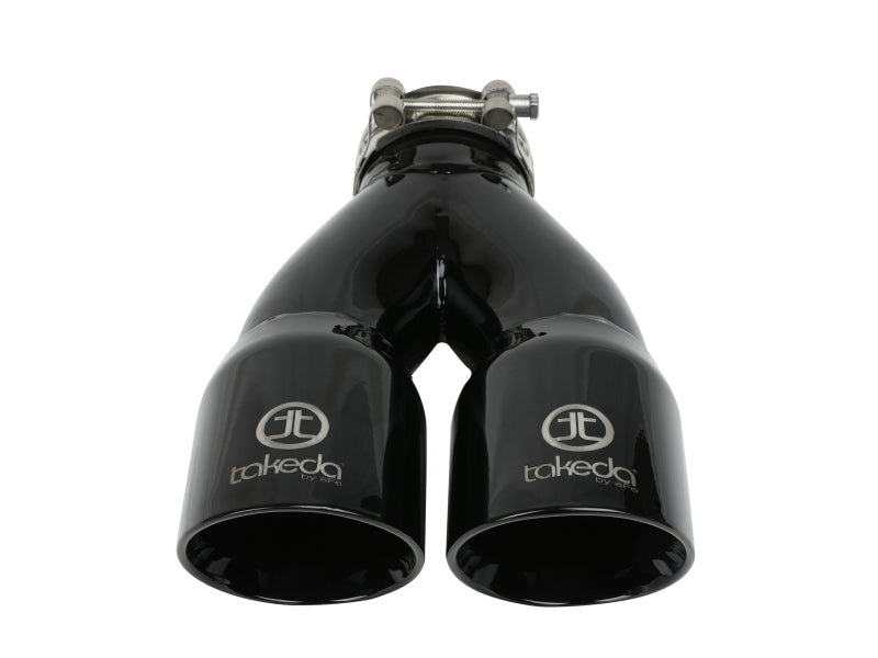 aFe Takeda 2.5in 304 Stainless Steel Clamp-on Exhaust Tip 2.5in Inlet 3in Dual Outlet - Black - armamenter