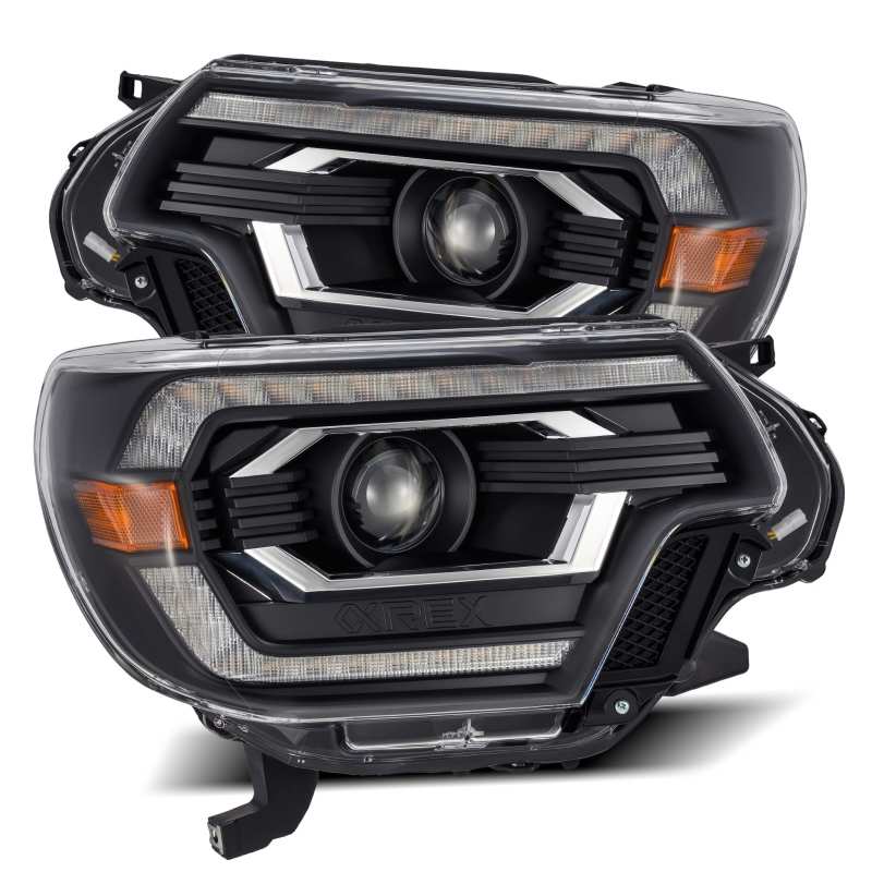 AlphaRex 12-15 Toyota Tacoma PRO-Series Projector Headlights Plank Style Black w/DRL - armamenter