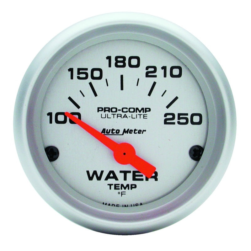 Autometer Ultra-Lite 52mm 100-250 Deg F Short Sweep ElectricWater Temp Gauge - armamenter