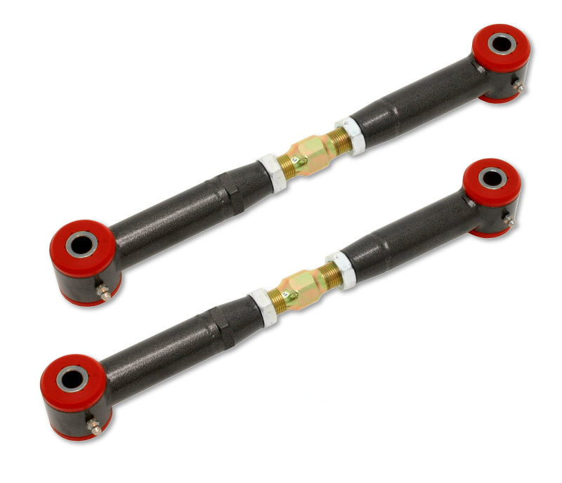 BMR 10-15 5th Gen Camaro Rear Adj. Toe Rods (Polyurethane) - Black Hammertone - armamenter