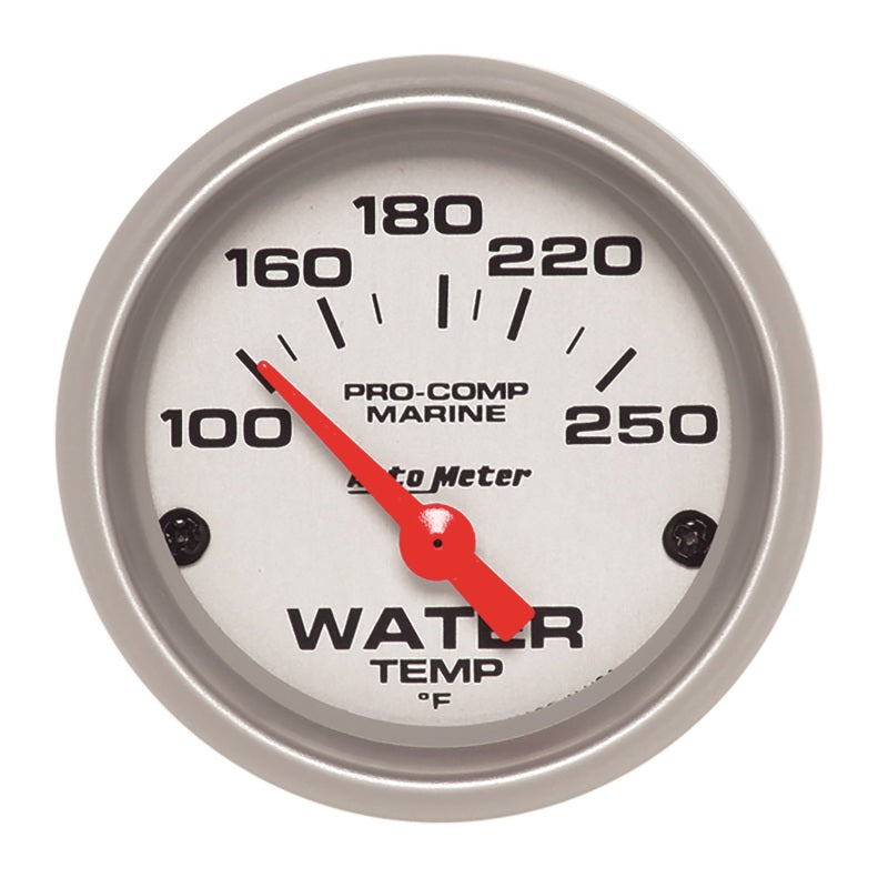 Autometer Water Temp Gauge 2 1/6in 100-200 Degree F Electric Marine Silver - armamenter