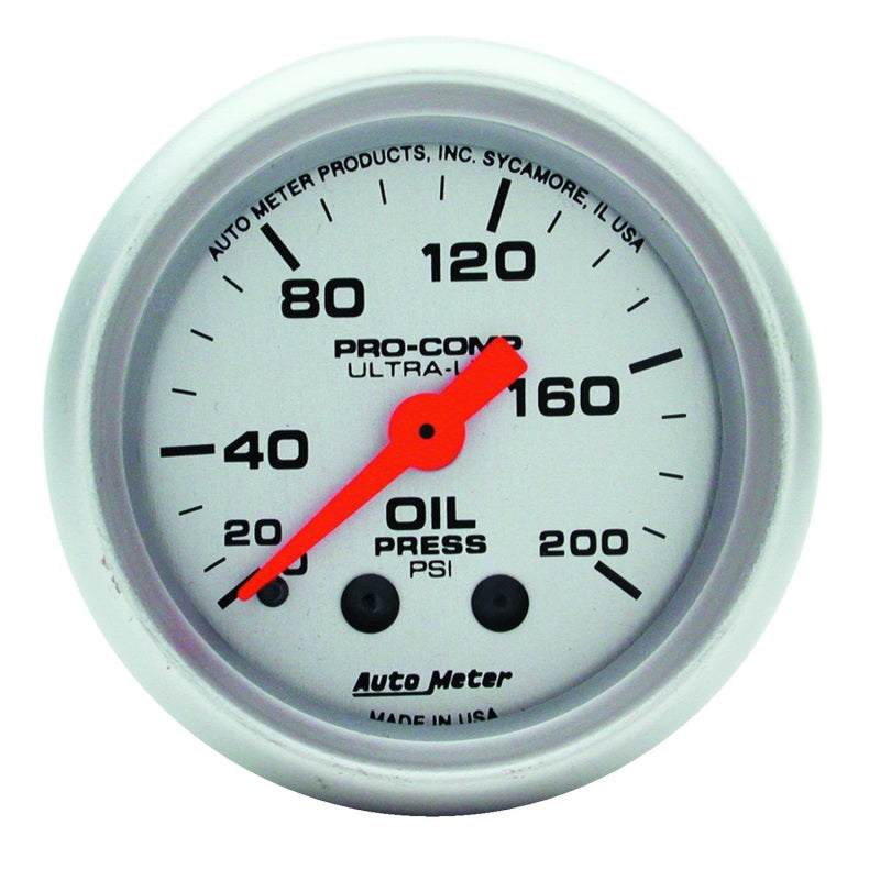 Autometer Ultra-Lite 52mm 0-200 PSI Mechanical Oil Pressure Gauge - armamenter